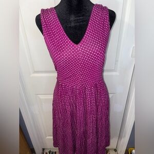 LOFT Fuchsia Geometric Midi Dress